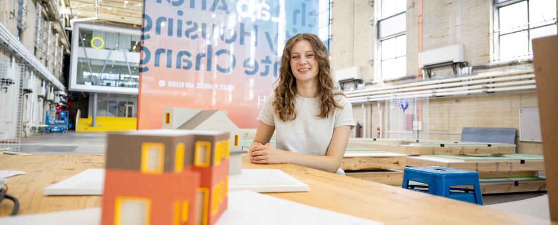 Heidi Kline in Building C at Lehigh University